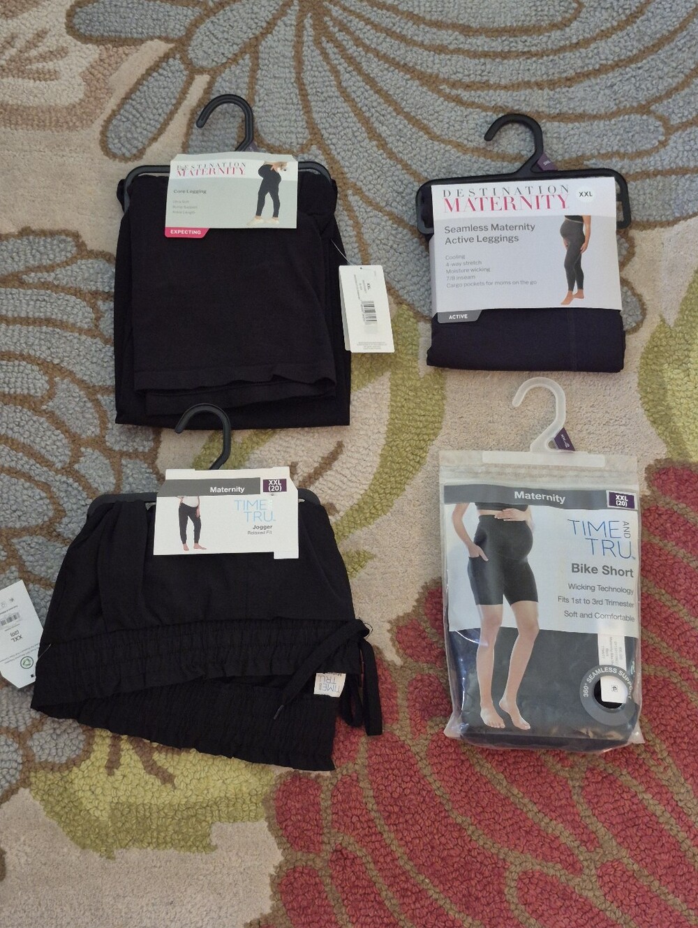 NWT Lot Of 4 Time And Tru Black Maternity Pants & Shorts Size XXL 20